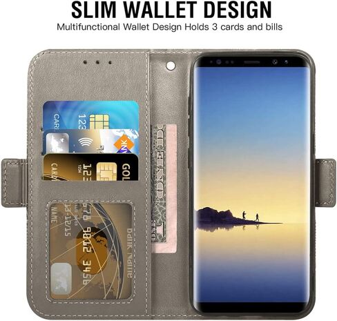 Asuwish Compatible with Samsung Galaxy Note 8 Wallet Case and Tempered Glass Screen Protector Leather Flip Credit Card Holder Cell Phone Cover for Glaxay Note8 Not S8 Galaxies Gaxaly Women Men Purple in Saudi Arabia