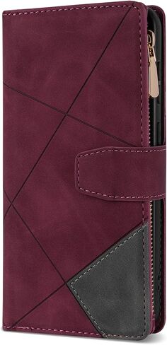 Compatible with Samsung Galaxy S23 Plus Wallet Case with RFID Blocking Zipper Card Slots Stand Protective Flip Splicing PU Leather Phone Cover for Galaxy S23+Plus Case Wallet(6.6 inch-Blue) in Saudi Arabia