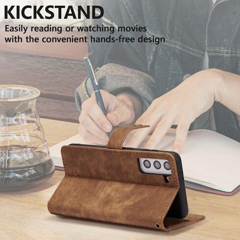 QLTYPRI Wallet Case for Samsung Galaxy S21, Premium PU Leather Flip Case with [Card Holder Slots] [Magnetic Clasp] [Kickstand] Shockproof Folio Phone Cover for Samsung Galaxy S21– Brown in Saudi Arabia