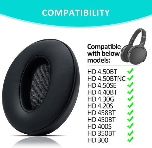 HD 4.50BT Replacement Ear Pads - Mesh Earpad Cushions for Sennheiser HD 4.50 BT HD4.50BTNC HD4.40BT HD 4.30G HD 4.20S HD 458BT and More Headphones - HD 450BT Ear Cups (Black) in Saudi Arabia