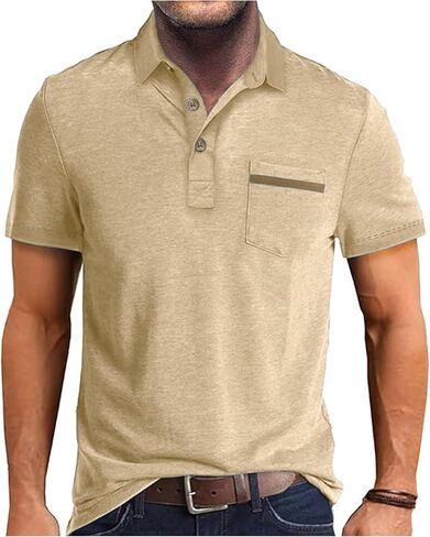 Men's Casual Polo Shirts Classic Button Basic Short Sleeve Shirt Solid Color Tees Golf Stylish Tops,Sizes 3XL Light Grey in Saudi Arabia