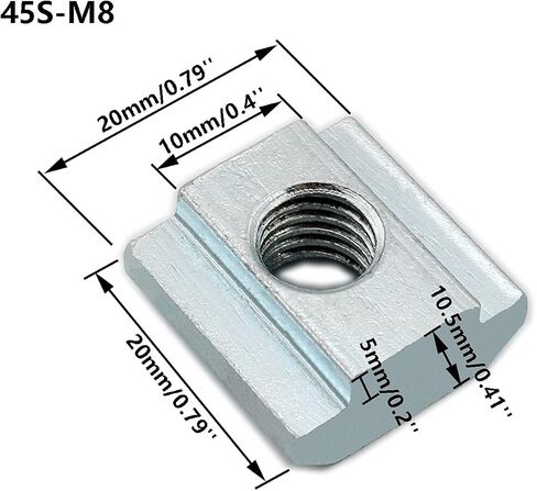 20PCS Slide in T Nut,TTZEZE Sliding Nut 45 Series M10 Threaded Slide in Pre-Assembly for 45x45 Aluminum Extrusions Frame with Profile 4545 Sereis 10mm Slot for CNC Router Build Rail 3D Printer in Kuwait