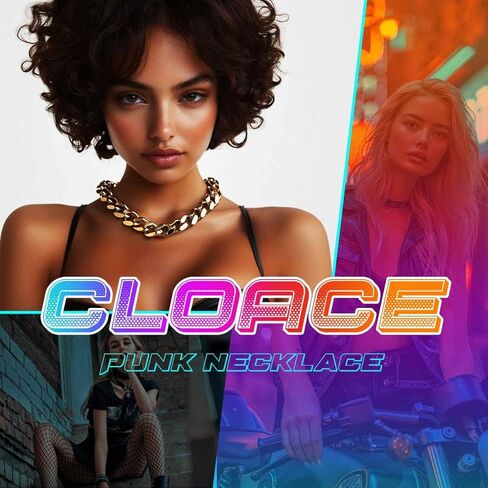 CLOACE Gold Belt Buckle Choker Necklace Punk Cuban Chunky Choker Necklaces Vintage Thick Chain Short Necklace for Women in Kuwait