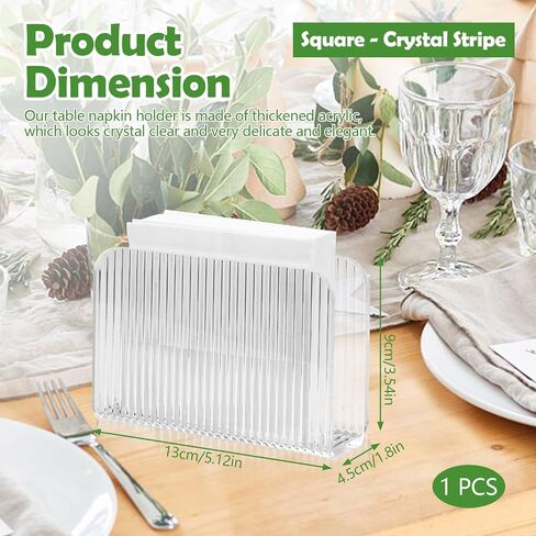 Acrylic Napkin Holder for Table, Crystal Clear Cocktail Napkin Holder for Kitchen Dinner Christmas, Modern Paper Napkin Holder Dispenser (Stone Pattern) in Kuwait