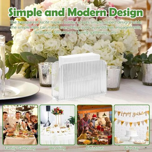 Acrylic Napkin Holder for Table, Crystal Clear Cocktail Napkin Holder for Kitchen Dinner Christmas, Modern Paper Napkin Holder Dispenser (Stone Pattern) in Kuwait