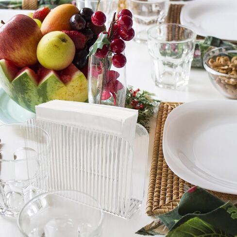 Acrylic Napkin Holder for Table, Crystal Clear Cocktail Napkin Holder for Kitchen Dinner Christmas, Modern Paper Napkin Holder Dispenser (Stone Pattern) in Kuwait