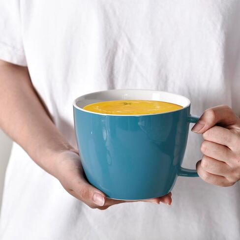 30 oz 900ml Large Coffee Mug Ceramic Jumbo Soup Bowl with Handle Cereal Mugs, Big Coffee Cup for Latte, Cappuccino, Cocoa, Hot Chocolate, Milk, Tea, Breakfast Mulled Drinks, White in Kuwait
