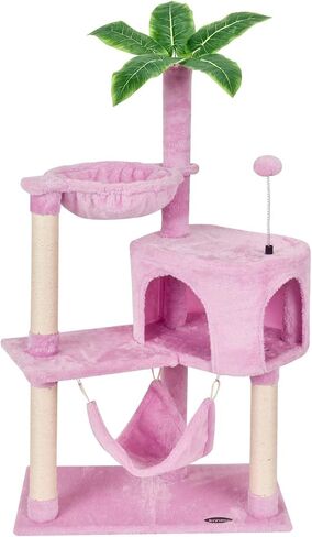 KIYUMI 26G Cat Tree Cat Tower Condo with Sisal Scratching Post for Indoor Cats Cat Tree Cat Furniture with Hammock Perch and Kitten Ball Toys, Multi-Level Pet Activity Center Green in Saudi Arabia