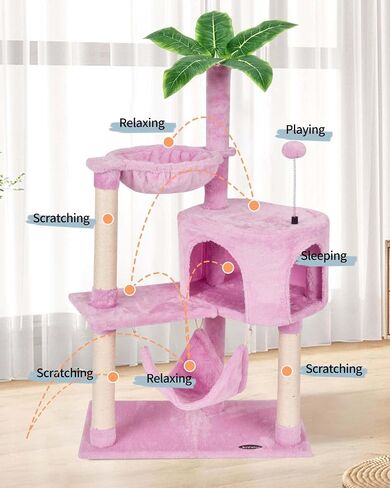 KIYUMI 26G Cat Tree Cat Tower Condo with Sisal Scratching Post for Indoor Cats Cat Tree Cat Furniture with Hammock Perch and Kitten Ball Toys, Multi-Level Pet Activity Center Green in Saudi Arabia