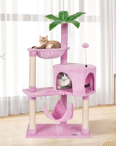 KIYUMI 26G Cat Tree Cat Tower Condo with Sisal Scratching Post for Indoor Cats Cat Tree Cat Furniture with Hammock Perch and Kitten Ball Toys, Multi-Level Pet Activity Center Green in Saudi Arabia