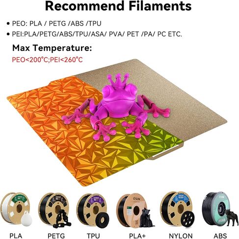 Double-Sided PEI Build Plate for Bambu Lab X1/X1C/P1P/P1S/A1 3D Printers, Textured PEI+Smooth PEI Spring Steel Build Plate Flexible Print Bed Removable Surface Platform 257x257mm in Kuwait