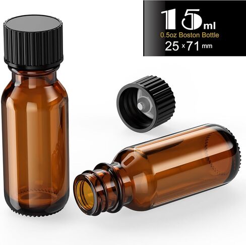 1 oz Clear Glass Bottles 6PCS, 30ml Boston Round Sample Bottles with Black Poly Cone Caps, Labels, Funnels (30ml 1oz, Clear) in Kuwait