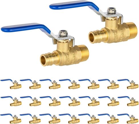 (Pack of 2) EFIELD Cold Expansion Pex-A 3/4-inch X 3/4 Inch MNPT Brass Full Port Shut-off Ball Valve for Pex-A Pipe Connection, ASTM F1960, Blue Lever, cUPC Certified in Kuwait