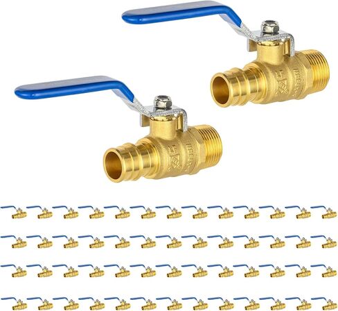 (Pack of 2) EFIELD Cold Expansion Pex-A 3/4-inch X 3/4 Inch MNPT Brass Full Port Shut-off Ball Valve for Pex-A Pipe Connection, ASTM F1960, Blue Lever, cUPC Certified in Kuwait