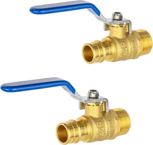 (Pack of 2) EFIELD Cold Expansion Pex-A 3/4-inch X 3/4 Inch MNPT Brass Full Port Shut-off Ball Valve for Pex-A Pipe Connection, ASTM F1960, Blue Lever, cUPC Certified in Kuwait