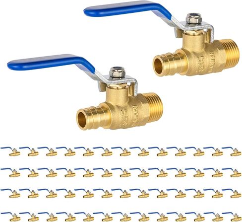 (Pack of 2) EFIELD Cold Expansion Pex-A 3/4-inch X 3/4 Inch MNPT Brass Full Port Shut-off Ball Valve for Pex-A Pipe Connection, ASTM F1960, Blue Lever, cUPC Certified in Kuwait