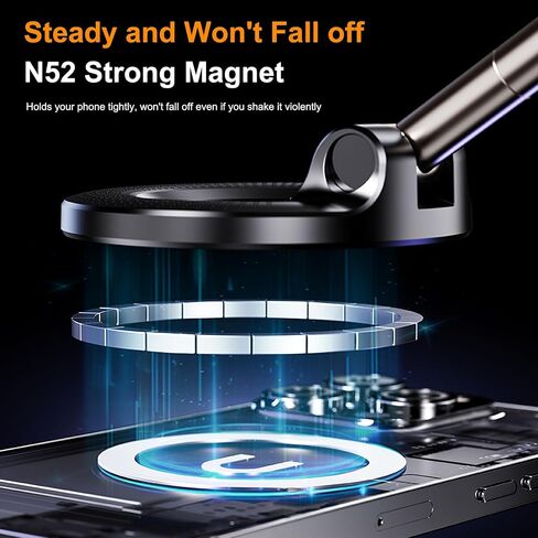 حامل هاتف Mount Mount Magnetic ، وهو حامل شفط قوي قابل للطي للهاتف الخلوي لـ iPhone 12 13 14 15 16 Samsung للتدفق المباشر ، قوس دش صالة الألعاب الرياضية المرآة in Saudi Arabia