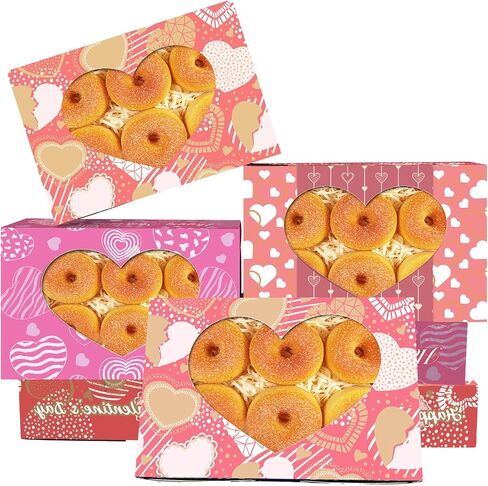 qiqee Valentine Cookie Box with Window 10x10x2.5 inch 30Pcs Pastry Macaron Valentine Bakery Box For Valentine's Day in Kuwait
