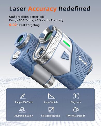 T100 Golf Rangefinder مع منحدر، 800 ياردة جولف Range Finder مع قفل العلم، Max N52 جهاز تحديد المدى بالليزر المغناطيسي الصناعي مع تكبير 6X ووضع المسح الضوئي، IPX4 مقاوم للماء، سبائك الألومنيوم in Kuwait