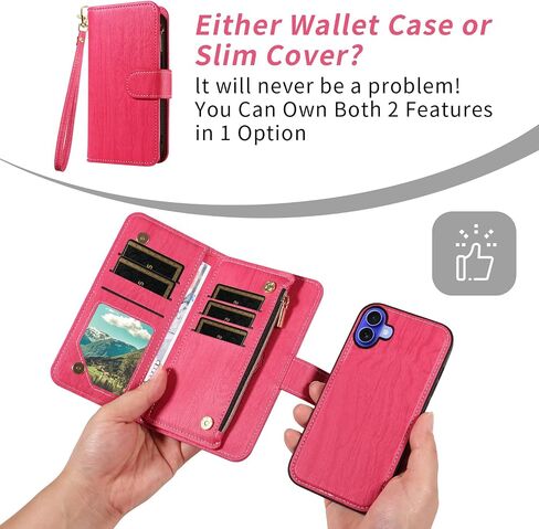 Asuwish Phone Case for iPhone 16 6.1 inch Zipper Wallet Magnetic Detachable Cell Cover with Tempered Glass Screen Protector Crossbody Lanyard Strap Card Holder i Phone16 i16 16Case Women Dark Purple in Saudi Arabia