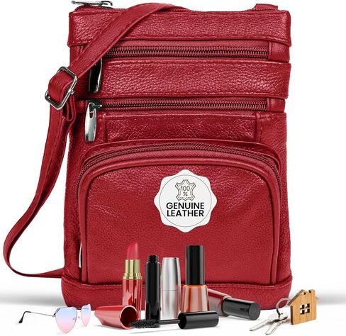 Krediz leather Crossbody Purses for Women, Multi Pocket Crossbody Purse with Adjustable Strap, Soft & Durable Leather Purse in Saudi Arabia