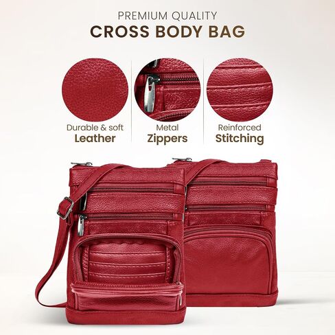 Krediz leather Crossbody Purses for Women, Multi Pocket Crossbody Purse with Adjustable Strap, Soft & Durable Leather Purse in Saudi Arabia