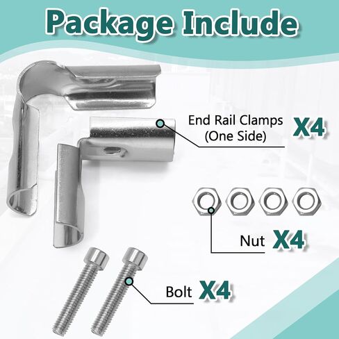 4 Pack End Rail T Clamps 1 Inch - Stainless Steel Chain Link Fence Pipe Clamp - Fence Pipe T Clamps for 1" OD Pipe - Bolts and Nuts Included in Kuwait