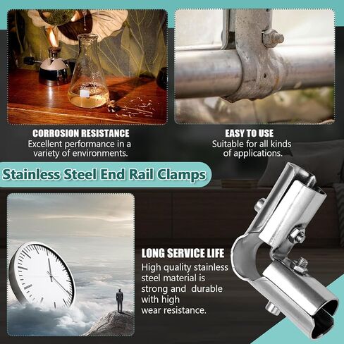 4 Pack End Rail T Clamps 1 Inch - Stainless Steel Chain Link Fence Pipe Clamp - Fence Pipe T Clamps for 1" OD Pipe - Bolts and Nuts Included in Kuwait