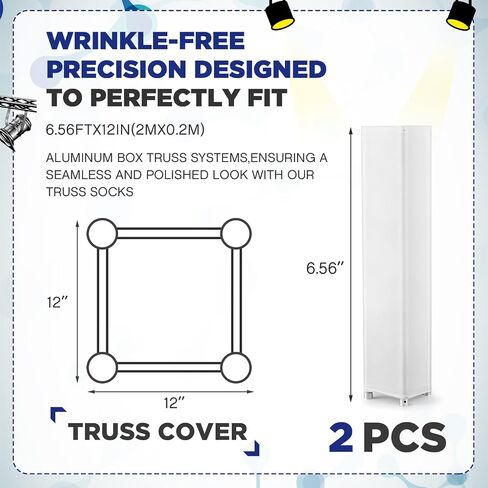 2 Pcs Truss Cover Fits Box Truss Scrim Elastic Fabric Seamless Integration Easy Installation Pull over Sleeves (10 ft X 12 in,Black) in Kuwait