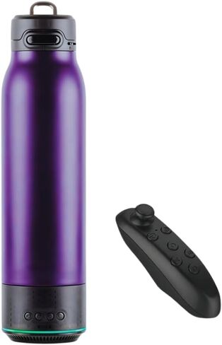 Vacuum Insulated Premium Water Bottle with Rechargeable Bluetooth Speaker and Xtreme Mini Bluetooth Remote. Remote Doubles as Gaming Joystick/Mouse for Smartphone Apps. (Navy) in Kuwait