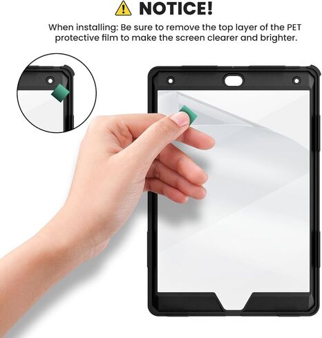 لجيل iPad التاسع 2021/ iPad 8th Generation 2020/ IPAD 7th Generation 2019 ، مع واقي الشاشة ، حامل القلم الرصاص [360 ° حزام اليد الدوار] والوقوف ، من أجل iPad 10.2 بوصة (Black/ SkyBlue) in Kuwait