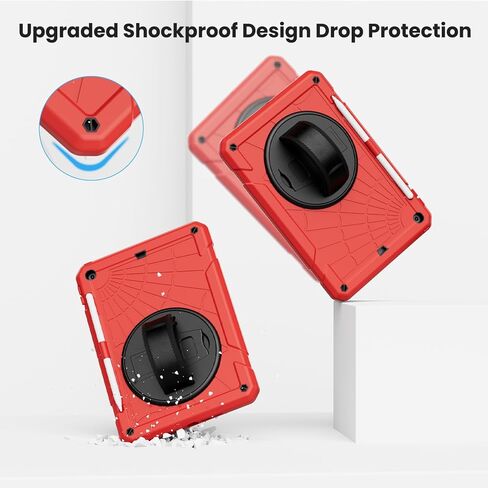 لجيل iPad التاسع 2021/ iPad 8th Generation 2020/ IPAD 7th Generation 2019 ، مع واقي الشاشة ، حامل القلم الرصاص [360 ° حزام اليد الدوار] والوقوف ، من أجل iPad 10.2 بوصة (Black/ SkyBlue) in Kuwait