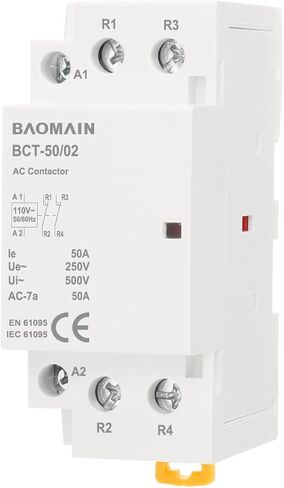 Baomain AC Contactor 16A 2 Pole مغلق عادة التحكم في الدائرة العالمية 35 مم DIN السكك الحديدية جبل CE المدرجة 2NC BCT-16/02 (AC 110V) in Saudi Arabia