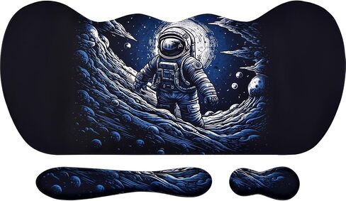 MEGREZ 3 PCS Ergonomic Mouse Pad Set, Memory Foam Wrist Rest Mouse Pad Extended Desk Pad for Gaming Home & Office, Wristrest Mousepad Relieve Pain, Astronaut in Saudi Arabia