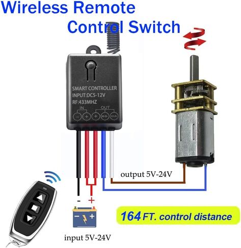 التبديل عن بُعد إلى الأمام العكسي ، DC 5V/12V/24V 10A ترحيل للستائر الكهربائية ، المحرك الخطي مع مسافة 3000 قدم ، مفتاح التحكم عن بُعد اللاسلكي لمحاليل لولاي وينش in Kuwait