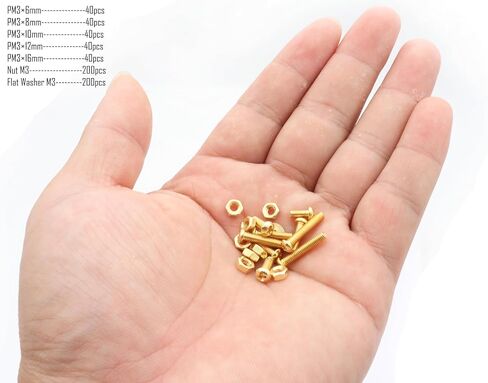 LBY 130pcs M5 Machine Screws(Truss Head), Phillips Pan Head Bolts Nuts Flat Washers, Copper(Yellow) in Kuwait