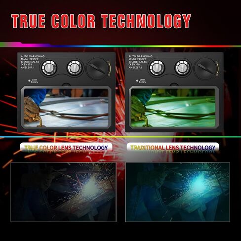 Welding Helmet with Light True Color Auto Darkening Welding Helmets for Men Solar Powered Welding Hood with 2 Arc Sensor Wide Shade 4/9-13 for TIG MIG ARC Cool Welder Mask Careta Para Soldar in Kuwait