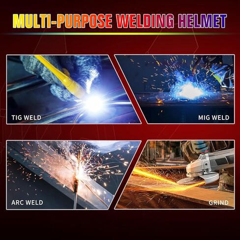 Welding Helmet with Light True Color Auto Darkening Welding Helmets for Men Solar Powered Welding Hood with 2 Arc Sensor Wide Shade 4/9-13 for TIG MIG ARC Cool Welder Mask Careta Para Soldar in Kuwait
