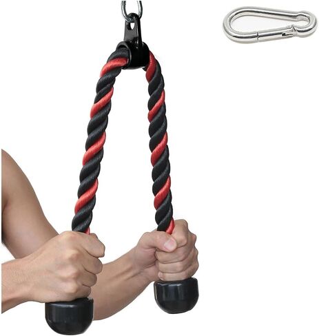 SYL Fitness 36" Ergonomic Tricep Rope Cable Attachment, Exercise Machine Attachments Gym Pulley System Pull Down Rope with Carabiner in Kuwait