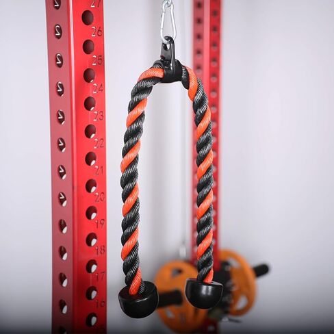 SYL Fitness 36" Ergonomic Tricep Rope Cable Attachment, Exercise Machine Attachments Gym Pulley System Pull Down Rope with Carabiner in Kuwait