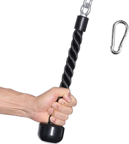 SYL Fitness 36" Ergonomic Tricep Rope Cable Attachment, Exercise Machine Attachments Gym Pulley System Pull Down Rope with Carabiner in Kuwait