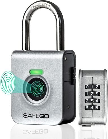 Fingerprint Biometric & 4-Digit Combination Padlock (Black) in Saudi Arabia
