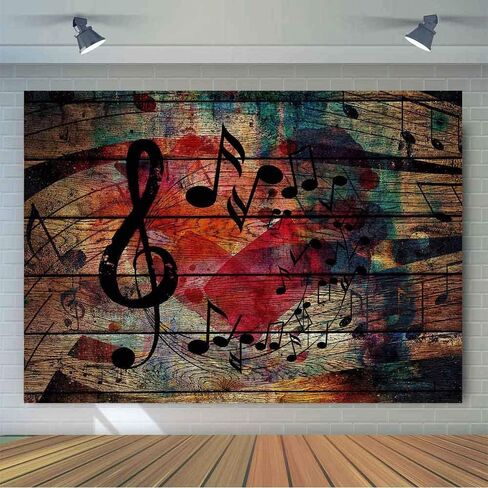 خلفية تدوين الموسيقى لزخارف الحفلات مرحلة الموسيقى الخلفية رمز تصوير الحائط الخشبي الخلفية MeetSioy 7x5ft تحت عنوان Party Photo Backdrop Gemt1371 in Kuwait