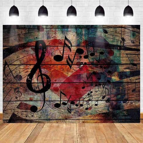 خلفية تدوين الموسيقى لزخارف الحفلات مرحلة الموسيقى الخلفية رمز تصوير الحائط الخشبي الخلفية MeetSioy 7x5ft تحت عنوان Party Photo Backdrop Gemt1371 in Kuwait