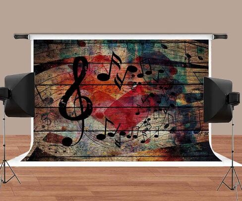 خلفية تدوين الموسيقى لزخارف الحفلات مرحلة الموسيقى الخلفية رمز تصوير الحائط الخشبي الخلفية MeetSioy 7x5ft تحت عنوان Party Photo Backdrop Gemt1371 in Kuwait