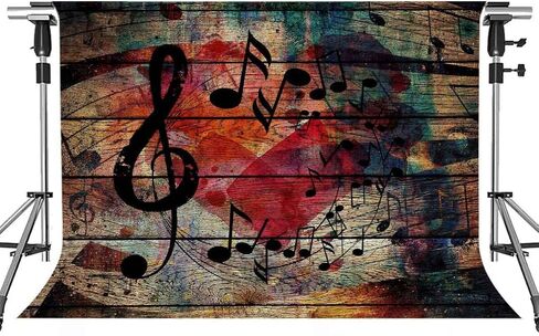 خلفية تدوين الموسيقى لزخارف الحفلات مرحلة الموسيقى الخلفية رمز تصوير الحائط الخشبي الخلفية MeetSioy 7x5ft تحت عنوان Party Photo Backdrop Gemt1371 in Kuwait