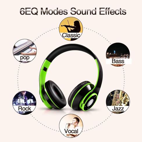 سماعات Bluetooth على الأذن ، سماعات الرأس اللاسلكية مع أوضاع EQ 5 Eq ، 20 ساعة قابلة للطي قابلة للطي ، سماعات استريو قابلة للطي مع الميكروفون ، FM/TF للهاتف المحمول/الكمبيوتر/العمل/السفر/الأطفال/البالغين/الهدية (برتقالي) in Kuwait