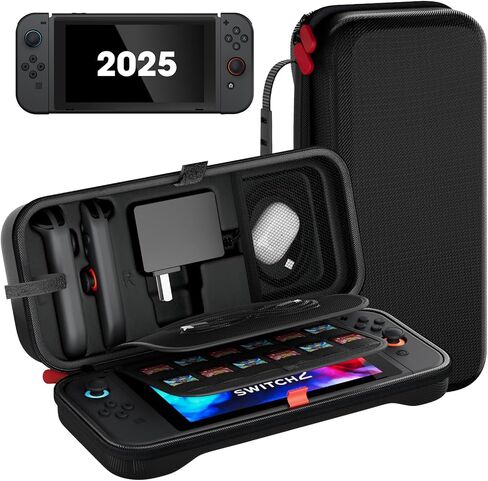 ProCase Carrying Case for Switch Lite with Screen Protector, Portable Travel Carry Case Hard Shell 2 in 1 Accessories Kit for Switch Lite 2019 with 10 Game Cartridges -Black in Saudi Arabia