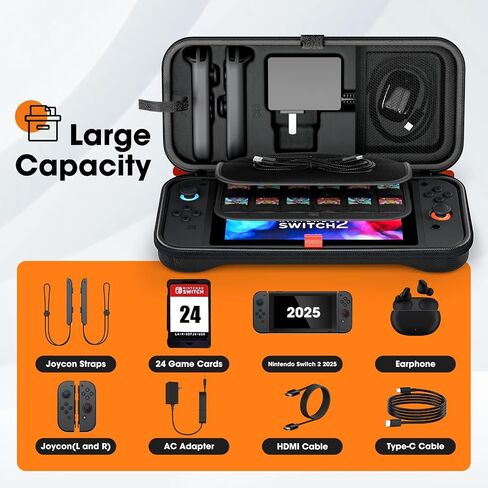 ProCase Carrying Case for Switch Lite with Screen Protector, Portable Travel Carry Case Hard Shell 2 in 1 Accessories Kit for Switch Lite 2019 with 10 Game Cartridges -Black in Saudi Arabia