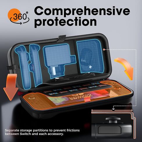 ProCase Carrying Case for Switch Lite with Screen Protector, Portable Travel Carry Case Hard Shell 2 in 1 Accessories Kit for Switch Lite 2019 with 10 Game Cartridges -Black in Saudi Arabia